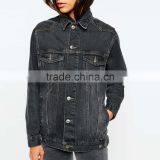 Black Plain Denim Jacket Women Cheap Factory Price in Bulk thumbnail-3