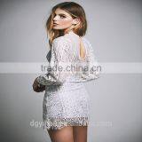 YIHAO2015 Fashion High Quality White Body-con Long Sleeve Design Party Lace Sexy Dress For Women China Supplier thumbnail-3