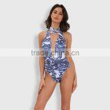 Runwaylover 106 Ladies Sexy Deep V-Neck Printed Bodysuits thumbnail-1