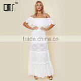 Overall Lace off Shoulder Ruffle Maxi Dresses Delicate Lady's Apparel thumbnail-1
