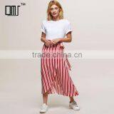 New Fashion Side Tie Red and White Striped Long Wrap Skirt for Girl thumbnail-1