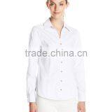 Ladies Loose Casual White/pink Light Blue Long Sleeve Shirt/blouse thumbnail-1