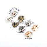 4 Colors Small Oval Metal Alloy Stoppers Toggle Cord Locks Drawstring Lock Two Holes for 3mm Bungee Cord STP-018 thumbnail-1
