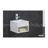Small White Wall Mounted Solid Surface Basin / Bathroom Wash Sink OEM thumbnail-1