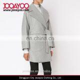 New Season Women Wear Light Grey Virgin Wool Blend Wide Lapels Double Breasted Coat thumbnail-3