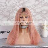 2018 New Fashion Long Hair Pink Color With Dark Roots Full Lace Wig With Baby Hair thumbnail-1
