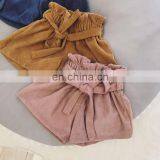 New Arrival Wholesale Boutique Fashion Summer Wear Plain Color Bow Wide Leg Little Kids Children Clothing Girls Short Shorts thumbnail-3