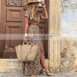 Hot Sale Vacation Summer Bohemian Style V-neck Floral Dress thumbnail-4