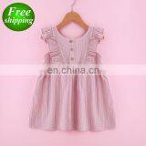 Free Ship Ins Girls Pink Hollow Out Dresses Kids Fly Sleeved Princess Dress 2-8years thumbnail-1