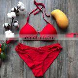 2019 Sexy String Bikini Set Halter Swimsuit Backless Bathing Suit Women Solid Bikini Brazilian Biquini Push Up Swimwear 5 Colors thumbnail-6