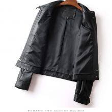 2021NEW FASHION LADIES' GENUINE SHEEPSKIN MOTORCYCLE LEATHER JACKET thumbnail-3