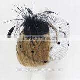 High Quality Handmade Black Veil Fascinator Hat With Feather thumbnail-3