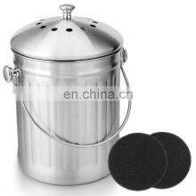 мусорный бак для кухни с угольным фильтром, компостный ведро объемом 1.3 галлона для кухни с крышкой thumbnail-3