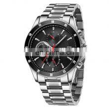 2022 NIBOSI Mens Fashion Casual Quartz Chronograph Watches Fashion Luminous Stainless Steel Band Wristwatches for Men Custom thumbnail-2