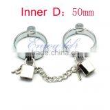 Wholesale Inner D:50mm Smooth Kirsite Alloy Metal handcuffs bondage sex toys, Adult restraint steel wrist cuffs sex products