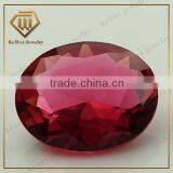 Oval shape rose cut dark red glass gemstone