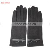 Simple Woolen Gloves With Leather Belt for Women thumbnail-1