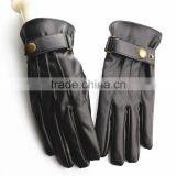 Cheap pu Leather Winter Gloves With Belt Buckle for Mens thumbnail-1