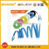 1M 2M 3M Noodle Flat Shape USB Braided Cable For Samsung S6 s5