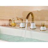 Pure Marble Clean Color Good Quality 3 Holes Ornate Bathroom Wash Hand Basin Faucet Mixer thumbnail-1