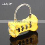 Cute Dog Bone Shaped Travel Luggage Three Codes Lock Suitcase Password Combination Lock Steel Wire Cipher Metal Digital Padlock thumbnail-1