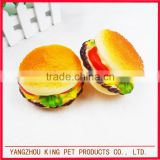 High quality rubber food hamburger squeaky pet toy