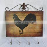 13B133EAA Rooster Decotative Pattern Metal Wall Hanging Hook