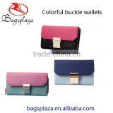 MK222 Guangzhou Wholesale PU Colorful Buckle Long Clutch Wallets Women thumbnail-1