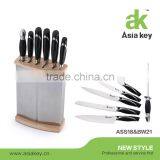 Green health kitchen knife set with sharpner,wooden block knife