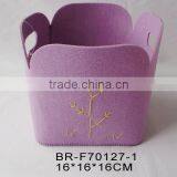 Felt Square Basket With Embroidery Tree thumbnail-2