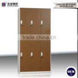 6 Door Brown Wardrobe Stainless Steel Knock Down Locker Key Lock Wardrobe Cabinet thumbnail-4