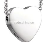 SRP8384 Blank Engravable Heart-Shaped Human Memorials Necklace for Ashes Stainless Steel Cremation Urn Pendant