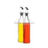 SINOGLASS 2 Pcs 250 ML square Glass Oil and Vinegar bottle jar Set