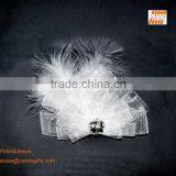 Beautiful White Lace and Feather for Wedding Headwear thumbnail-1