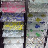 Ice acid etched glass with flower designs, decorative art glass