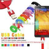 1m 2m 3m USB Flat Noodle Cable for Samsung HTC IPhone 6 5 4S thumbnail-1