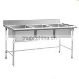 Kitchen Stainless Steel Sink Table/ Work Table With Triple Sink thumbnail-1