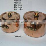 Copper Saucepan With Pewter Lining and Brass Handles Polished thumbnail-1