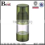 China Fancy Different Size Green Top Bottom Clear Body Airless Plastic Bottle Pump for Cosmetic Lotion Cream Serum thumbnail-1