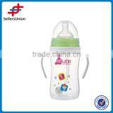 Hote Sale Green pp Feeding Bottle With Cartoon Pattern, Silicone Nipple PC Bottle
