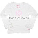 Baby Summer Clothes 2017 New Arrival Children's Boutique Clothing Long Sleeve Cotton t Shirt Wholesale Baby White T-shirt thumbnail-3
