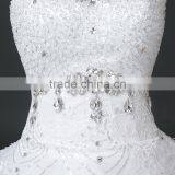 MGOO High Quality Empire Hand Work Tail Wedding Dress Korea Style Bridal Strapless Dress Italian Wedding Dress Sleeveless thumbnail-3