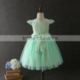 High Quality OEM Angel Green Short Sleeves Embroidery Flower Girls Party Dresses Lovely Fluffy Tulle Kids Frock Designs Pictures thumbnail-3