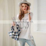 Wholesale Summer Short Sleeve White Printing T Shirt for Ladies thumbnail-2