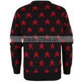 Crew Neck Pullover Blend Knit Star Pattern Fashion Mens Winter Jacquard Sweater thumbnail-2