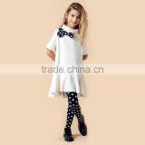 White Long Autumn Girl Dress With Bow Decoration thumbnail-1