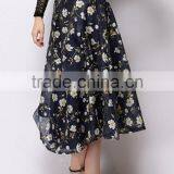 100% Polyester Sweet Floral Midi A-Line Bubble Skirt thumbnail-6