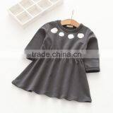 Wholesale Long Sleeve Solid Color Girls Cotton One Piece Dress thumbnail-4