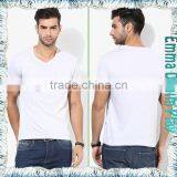 Basic Style Soft Pure White V Neck T-Shirt for Men thumbnail-3