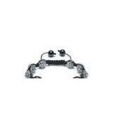 Adjustable Shamballa Bracelet, Gunmetal Plated Crystal Rhinestone Ball thumbnail-1